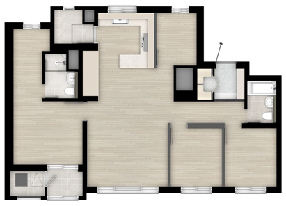 경산 상방공원 호반써밋 74㎡A 유닛 평면도