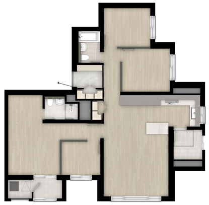 경산 상방공원 호반써밋 84㎡B 유닛 평면도