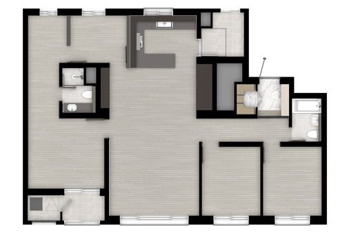 경산 상방공원 호반써밋 99㎡A 유닛 평면도